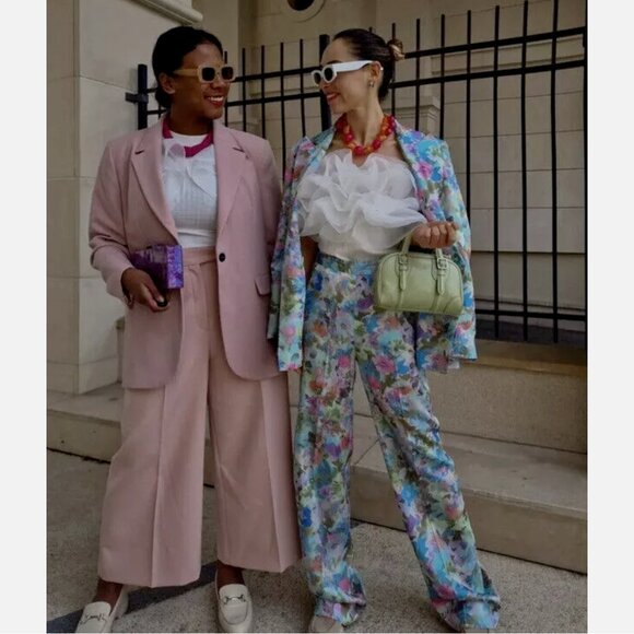 Zara Floral Printed Satin Trousers - Picture 11 of 12